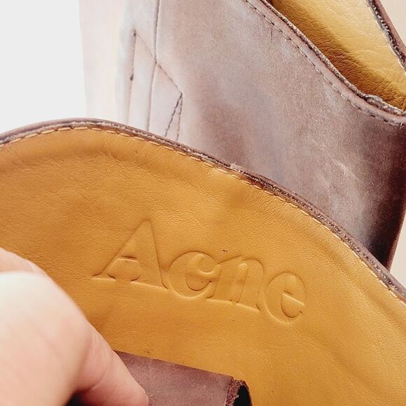 Acne Studios Pistol Brown Burnished Tall Leather Boots Size 37 US 7 - Picture 5 of 12